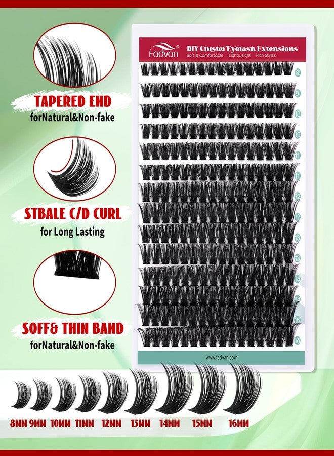 FADVAN D-Curl Volume Lash Clusters, 224pcs 100D Individual Eyelash Extensions 8-16mm, DIY Cluster Lashes Kit for Beginners, Reusable - Image 5